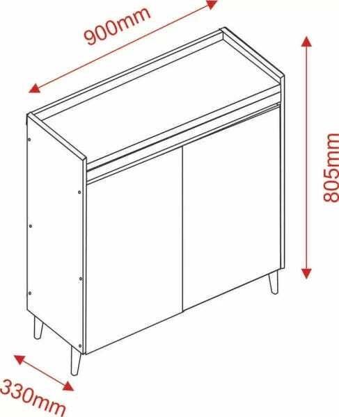 Balcão Buffet Retrô com Espelho Delta 2 Portas Off-White - 7