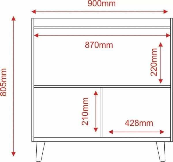 Balcão Buffet Retrô com Espelho Delta 2 Portas Off-White - 6