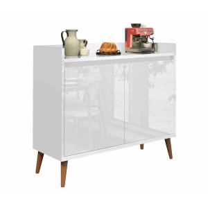 Balcão Buffet Retrô Delta 2 Portas Branco Gloss