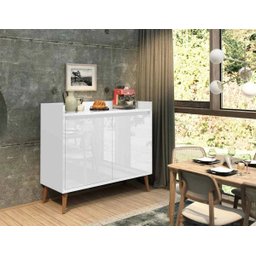 Balcão Buffet Retrô Delta 2 Portas Branco Gloss - 2
