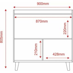 Balcão Buffet Retrô Delta 2 Portas Branco Gloss - 6