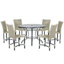 Ver imagem 1 de Mesa Ascoli 120 Cm com 6 Cadeiras Cannes de Alumínio, Pintura Preta e Trama Tela de Corda Náutica