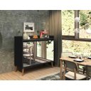 Ver imagem 2 de Balcão Buffet Retrô com Espelho Delta 2 Portas Preto