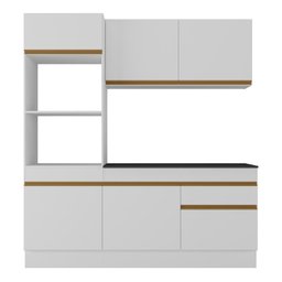 Armário de Cozinha Compacta 3 Peças com Rodapé Mp2177 Made Multimóveis Branco/dourado - 5