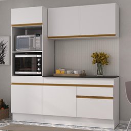 Armário de Cozinha Compacta 3 Peças com Rodapé Mp2177 Made Multimóveis Branco/dourado - 2
