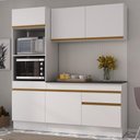 Ver imagem 2 de Armário de Cozinha Compacta 3 Peças com Rodapé Mp2177 Made Multimóveis Branco/dourado