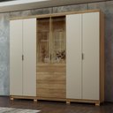 Ver imagem 3 de Guarda Roupa Casal MDF Vidro Reflecta 6 Portas 4 Gavetas Dubai Ouro - Nature/Fendi