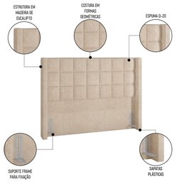 Cabeceira Cama Box Queen 160cm Pisa P02 Bouclé Bege - Mpozenato - 3