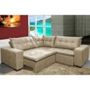 Ver imagem 1 de Sofá de Canto Retrátil e Reclinável com Molas Cama Inbox Oklahoma 2,40M Suede Velusoft Bege