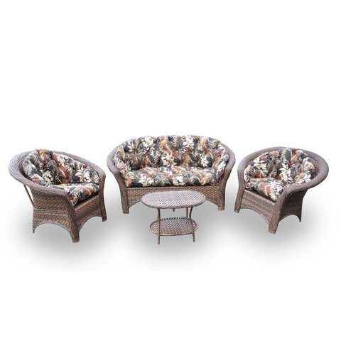 Conjunto de Sofá Fibra Sintética Cairo - 1 Sofá 2 L + 2 Poltronas + 1 Mesa Centro - Tecido