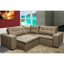 Ver imagem 1 de Sofá de Canto Retrátil e Reclinável com Molas Cama Inbox Oklahoma 2,40M Suede Velusoft Castor