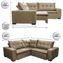 Ver imagem 2 de Sofá de Canto Retrátil e Reclinável com Molas Cama Inbox Oklahoma 2,40M Suede Velusoft Castor