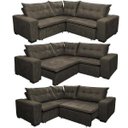 Ver imagem 7 de Sofá de Canto Retrátil e Reclinável com Molas Cama Inbox Oklahoma 2,40M Suede Velusoft Café