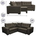Ver imagem 2 de Sofá de Canto Retrátil e Reclinável com Molas Cama Inbox Oklahoma 2,40M Suede Velusoft Café