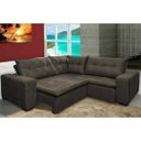 Ver imagem 1 de Sofá de Canto Retrátil e Reclinável com Molas Cama Inbox Oklahoma 2,40M Suede Velusoft Café