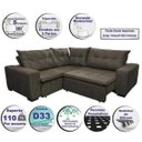 Ver imagem 3 de Sofá de Canto Retrátil e Reclinável com Molas Cama Inbox Oklahoma 2,40M Suede Velusoft Café