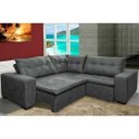 Ver imagem 1 de Sofá de Canto Retrátil e Reclinável com Molas Cama Inbox Oklahoma 2,40M Suede Velusoft Cinza