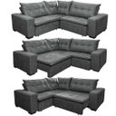 Ver imagem 7 de Sofá de Canto Retrátil e Reclinável com Molas Cama Inbox Oklahoma 2,40M Suede Velusoft Cinza