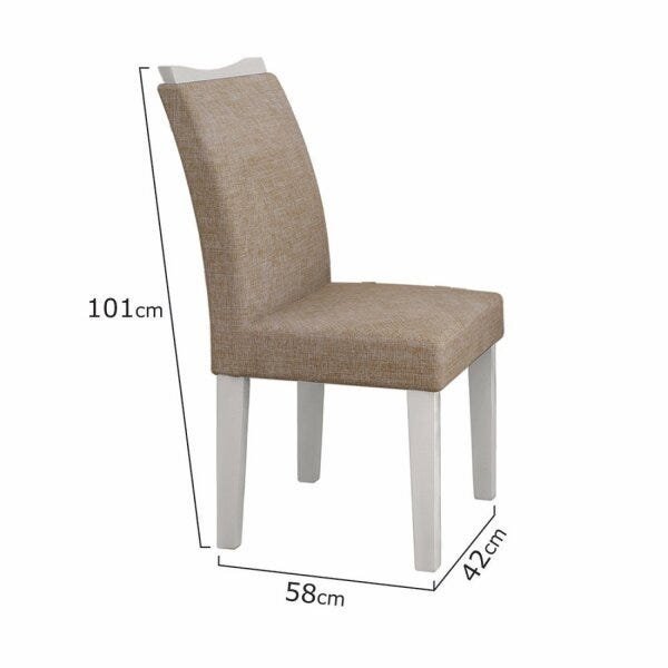 Conjunto Sala de Jantar Mesa Tampo MDF/Vidro Branco 4 Cadeiras Pampulha Leifer - 6