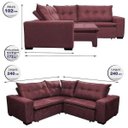 Ver imagem 2 de Sofá de Canto Retrátil e Reclinável com Molas Cama Inbox Oklahoma 2,40M Suede Velusoft Vinho