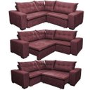 Ver imagem 7 de Sofá de Canto Retrátil e Reclinável com Molas Cama Inbox Oklahoma 2,40M Suede Velusoft Vinho