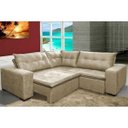 Ver imagem 1 de Sofá de Canto Retrátil e Reclinável com Molas Cama Inbox Oklahoma 2,50M Suede Velusoft Bege