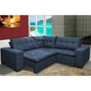 Ver imagem 1 de Sofá de Canto Retrátil e Reclinável com Molas Cama Inbox Oklahoma 2,50M Suede Velusoft Azul