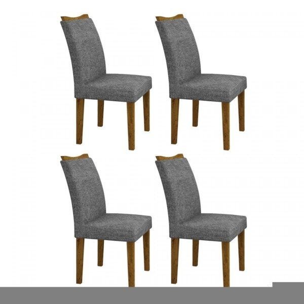 Conjunto Sala de Jantar Mesa Tampo MDF/Vidro Branco 4 Cadeiras Pampulha Leifer - 3