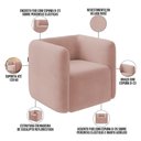 Ver imagem 7 de Poltrona Decorativa para Sala de Estar Fixa Living Peônia K01 Veludo Rosê