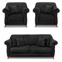 Ver imagem 1 de Kit 2 Poltronas E Sofá 2 Lugares 1,80m Pés Castanho Preto