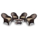 Ver imagem 1 de Conjunto de Poltronas Fibra Sintética Tóquio - 4 Poltronas + 1 Mesa Centro - Tecido Duna Deserto