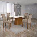 Ver imagem 1 de Conjunto Sala de Jantar Mesa Tampo Mdf/vidro Branco 4 Cadeiras Pampulha Leifer