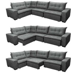 Sofá de Canto Retrátil e Reclinável com Molas Cama Inbox Oklahoma 3,45x2,41 ou 2,41x3,45 Cinza - 7