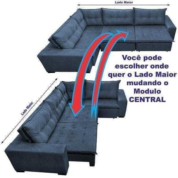 Sofá de Canto Retrátil e Reclinável com Molas Cama Inbox Oklahoma 3,45x2,41 ou 2,41x3,45 Azul - 5