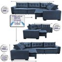 Ver imagem 2 de Sofá de Canto Retrátil e Reclinável com Molas Cama Inbox Oklahoma 3,45x2,41 ou 2,41x3,45 Azul