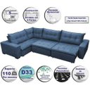 Ver imagem 3 de Sofá de Canto Retrátil e Reclinável com Molas Cama Inbox Oklahoma 3,45x2,41 ou 2,41x3,45 Azul