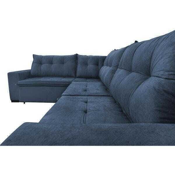 Sofá de Canto Retrátil e Reclinável com Molas Cama Inbox Oklahoma 3,45x2,41 ou 2,41x3,45 Azul - 4