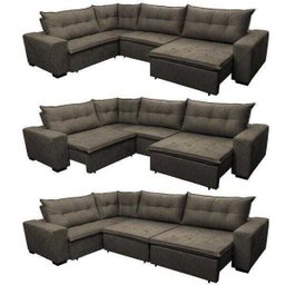 Sofá de Canto Retrátil e Reclinável com Molas Cama Inbox Oklahoma 3,45x2,41 ou 2,41x3,45 Café - 8