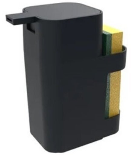 Dispenser de Pia com porta Esponja - 600ml:Preto - 1