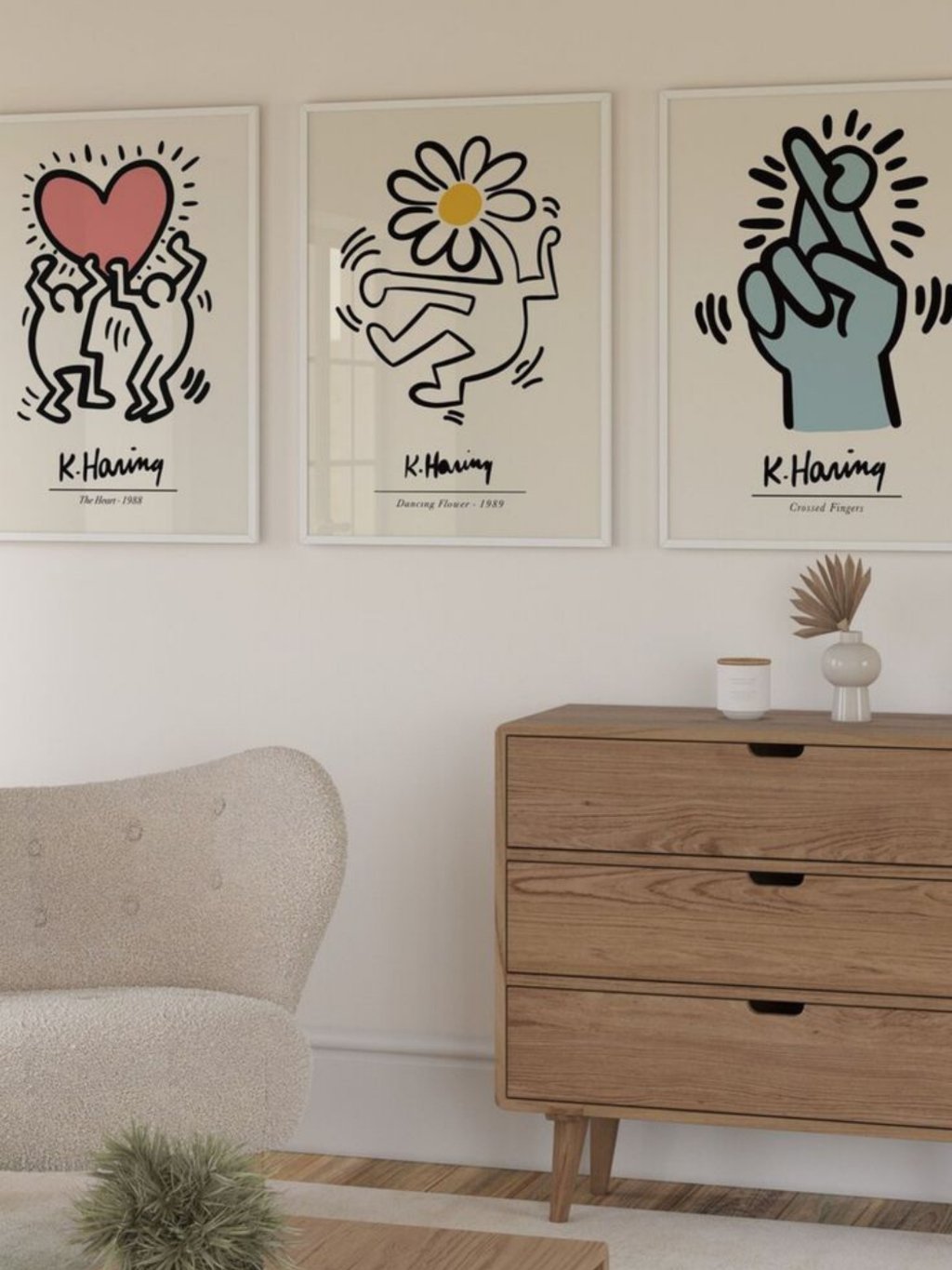 Kit 3 Quadros Decorativos Keith Haring No1 - 40x60