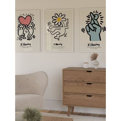 Kit 3 Quadros Decorativos Keith Haring No1 - 40x60