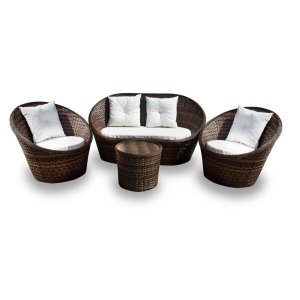 Conjunto de Sofás Fibra Sintética Buenos Aires - 1 Sofá 2 L + 2 Poltronas + 1 Mesa Centro -