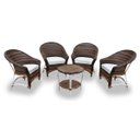 Ver imagem 1 de Conjunto de Sofás Fibra Sintética Alumínio Berlim - 4 Poltronas + 1 Mesa Centro - Tecido Duna