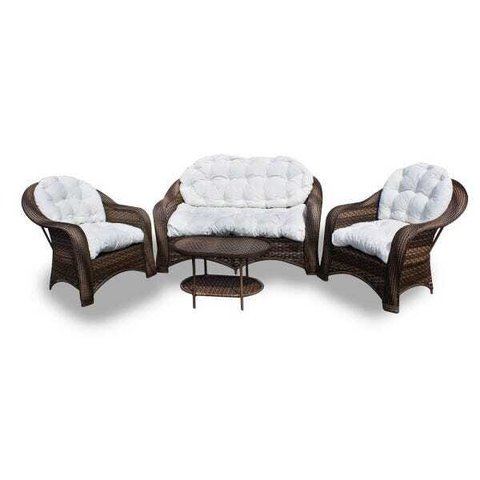 Conjunto de Sofás Fibra Sintética Roma - 1 Sofá 2L + 2 Poltronas + 1 Mesa Centro - Tecido Duna