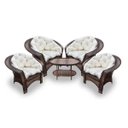 Ver imagem 1 de Conjunto de Poltronas Fibra Sintética Cairo - 4 Poltronas + 1 Mesa Centro - Tecido Duna Cru