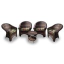 Ver imagem 1 de Conjunto de Poltronas Fibra Sintética Berlim - 4 Poltronas + 1 Mesa Centro - Tecido Saquarema