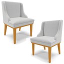 Ver imagem 1 de Kit 2 Cadeiras Decorativas Sala de Jantar Base Fixa de Madeira Firenze Linho Cinza/Castanho G19 - Gr