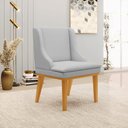 Ver imagem 2 de Kit 2 Cadeiras Decorativas Sala de Jantar Base Fixa de Madeira Firenze Linho Cinza/Castanho G19 - Gr