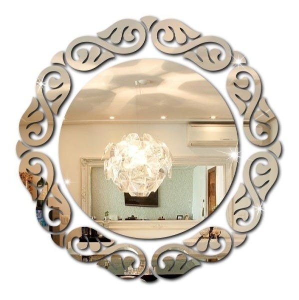 Espelho Acrílico Decorativo Redondo Delicado | Quarto Sala M