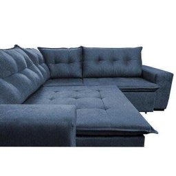 Sofá de Canto Retrátil e Reclinável com Molas Cama Inbox Oklahoma 2,20M Suede Velusoft Azul - 4 Sofá de Canto Retrátil e Reclinável com Molas Cama Inbox Oklahoma 2,20M Suede Velusoft Azul - 4